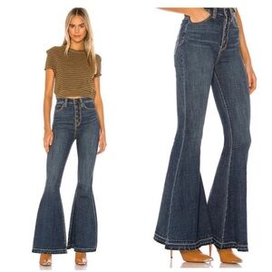Free People 28 Irreplaceable Flare Leg Jeans Exposed Button Fly Boho OB1070992